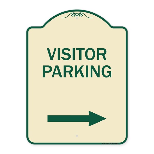 Reserved Parking Visitor Parking Arrow Pointing Right Heavy-Gauge Alum, 24" x 18", TG-1824-23023